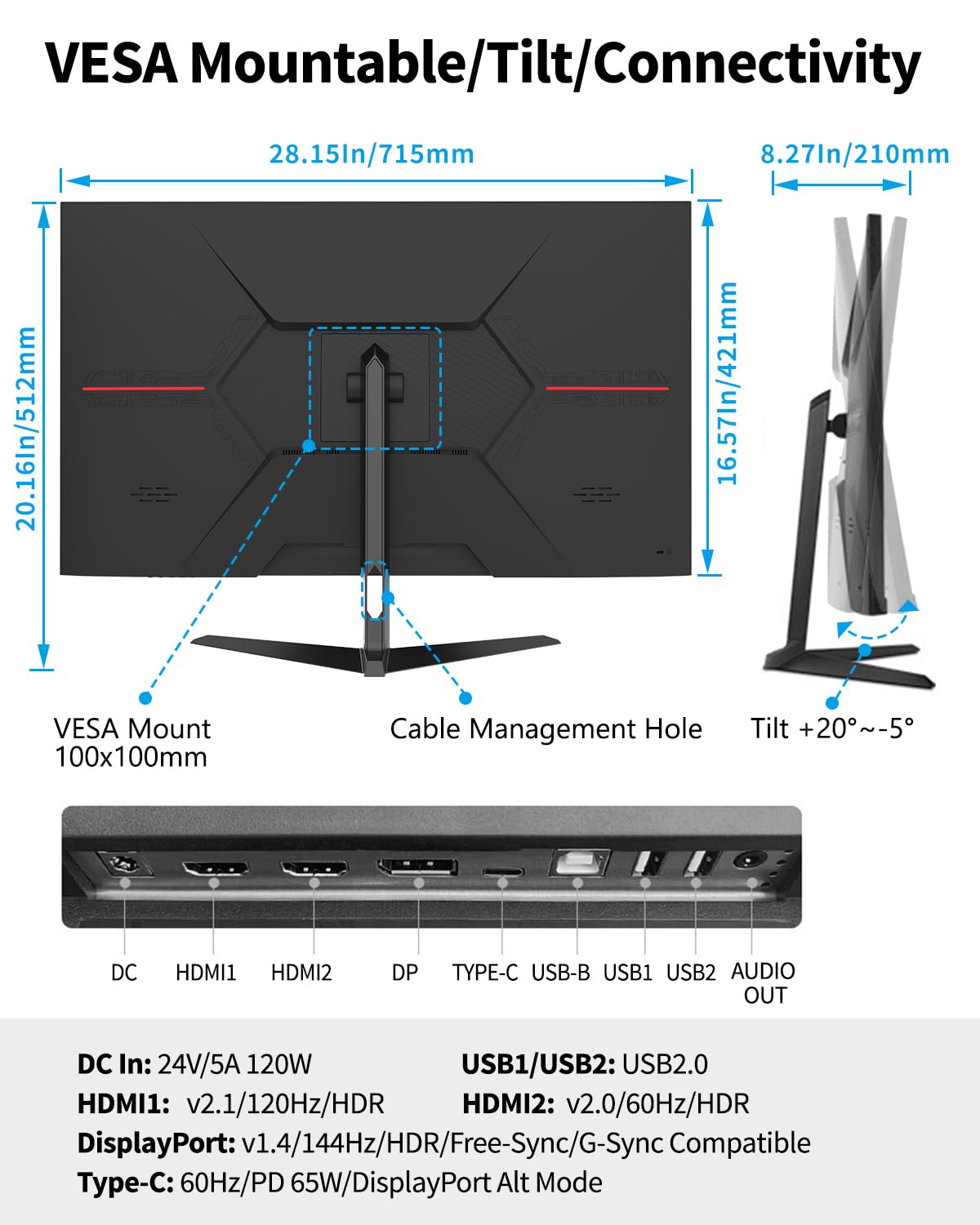 Amazon.com: FYHXele 4K 144Hz 32inch Gaming Monitor, IPS Fast UHD